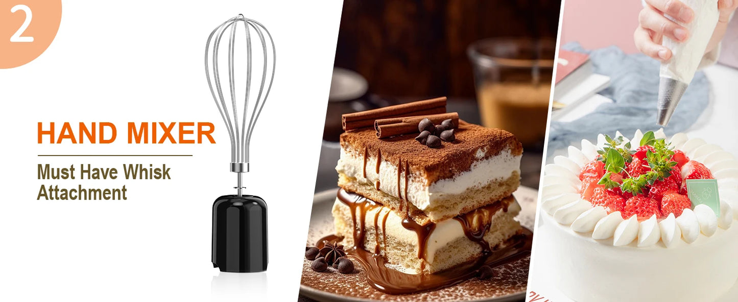 Immersion Blender 5-in-1 Handheld Blender - 1100-watt scratch-resistant blending stick for shakes, purees and smoothies