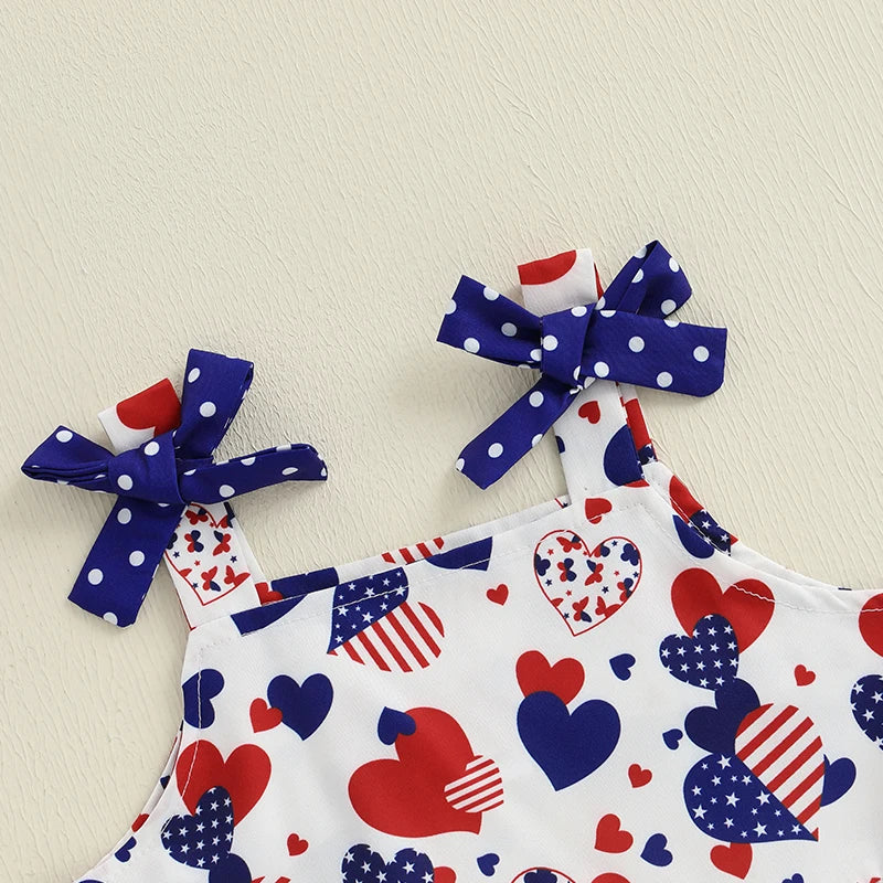 Girls American Flag Print Sleeveless Dress for 4th of July Beach Party Patriotic Outfit Cute Summer Clothes for Toddlers