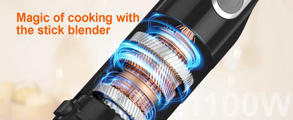 Immersion Blender 5-in-1 Handheld Blender - 1100-watt scratch-resistant blending stick for shakes, purees and smoothies